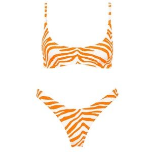 Orange tiger print triangl bikini